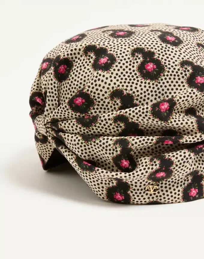 Jedwabny turban z nadrukiem Micro Cashmere Plus de Pois