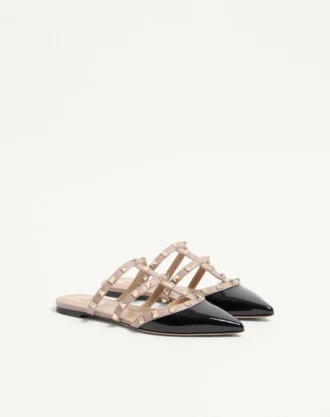 Klapki Rockstud z lakierowanej skóry Klapki Rockstud z lakierowanej skóry