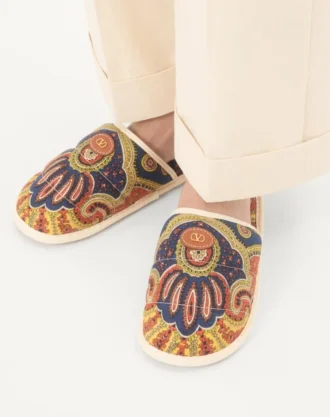 Klapki Ta Chambre Slide z tkaniny denimowej Voyage Imaginaire