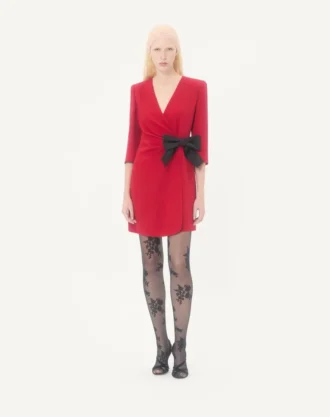 Krótka sukienka Cady Couture z kokardą z faille