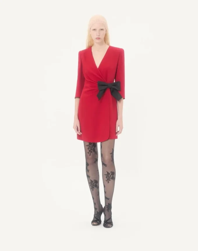 Krótka sukienka Cady Couture z kokardą z faille Krótka sukienka Cady Couture z kokardą z faille