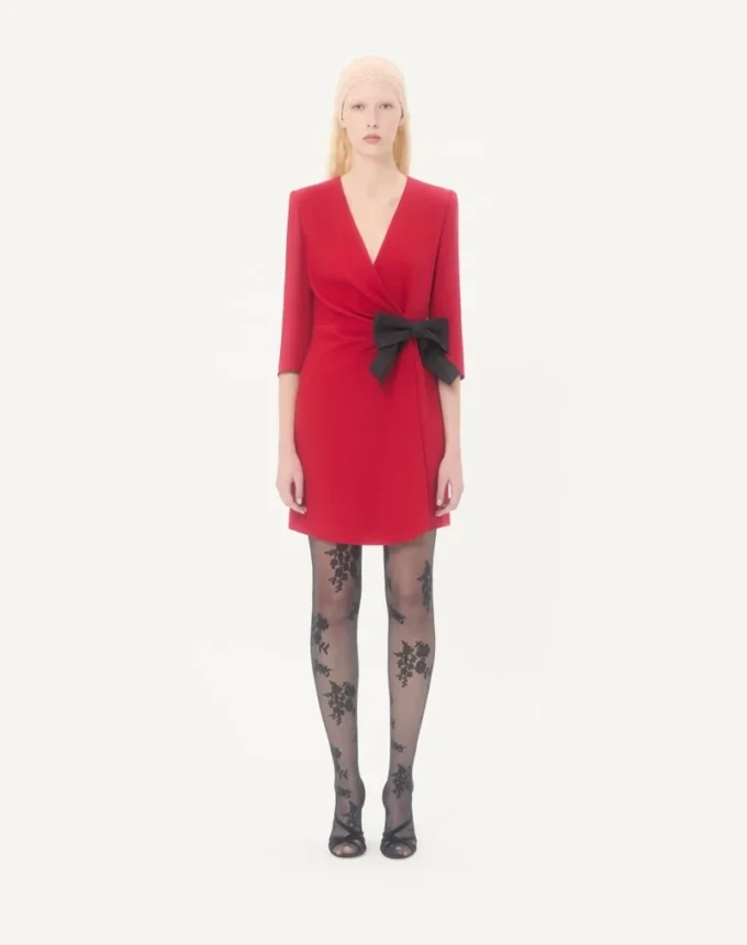 Krótka sukienka Cady Couture z kokardą z faille Krótka sukienka Cady Couture z kokardą z faille