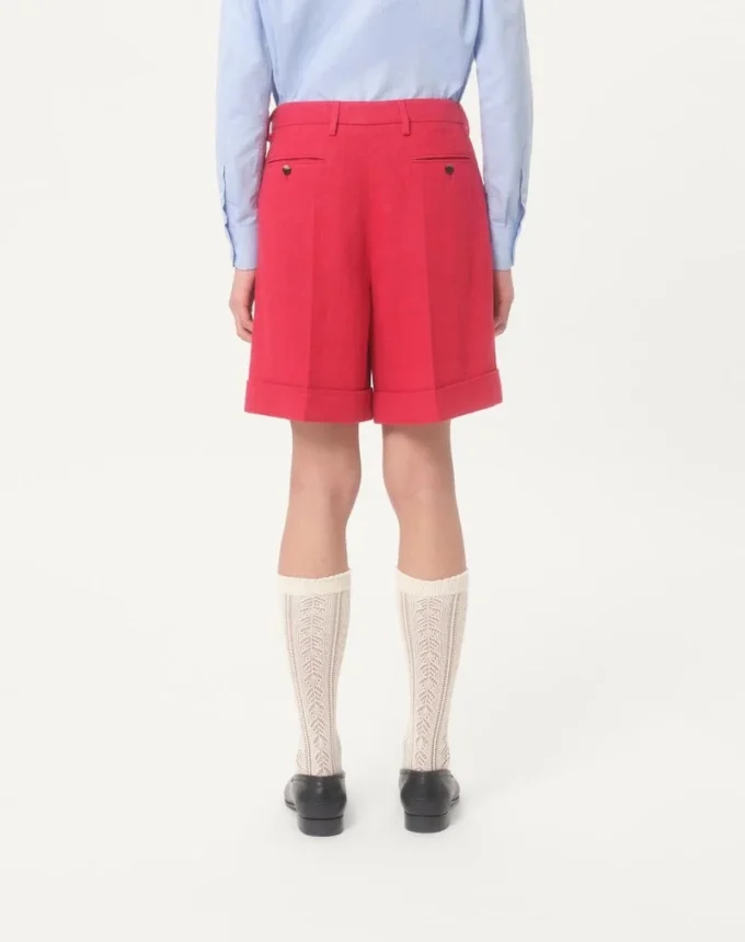 Lniane bermudy z mankietami
