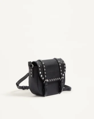 Mała torebka crossbody Rockstud z ziarnistej skóry cielęcej
