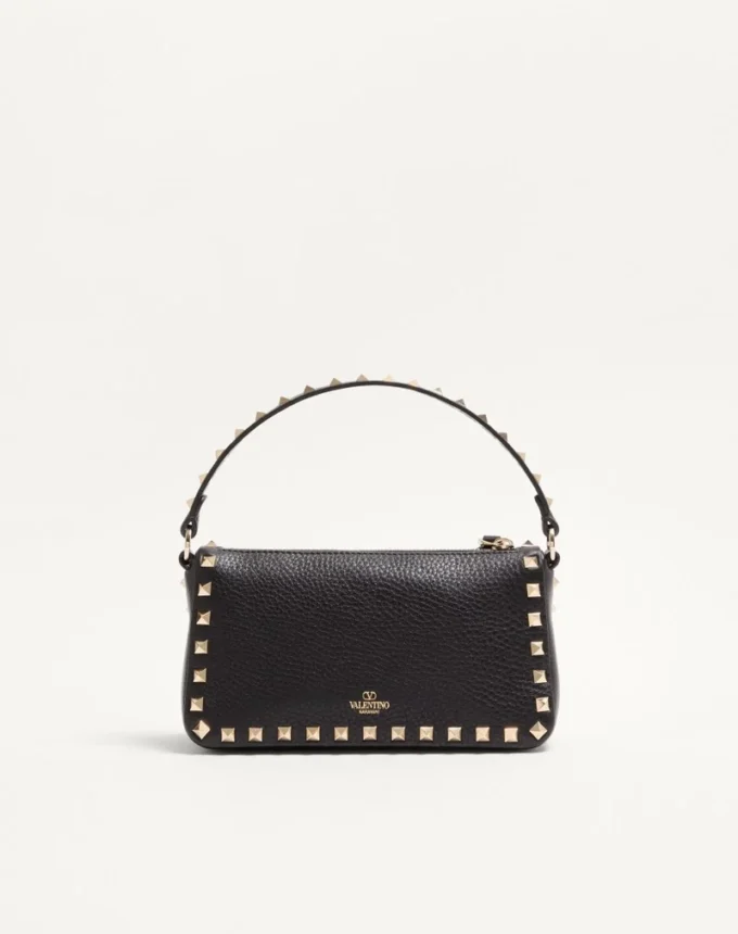 Mała torebka crossbody Rockstud z ziarnistej skóry cielęcej