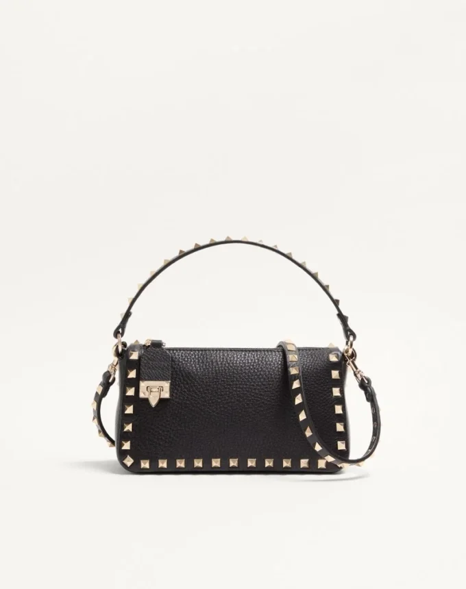 Mała torebka crossbody Rockstud z ziarnistej skóry cielęcej