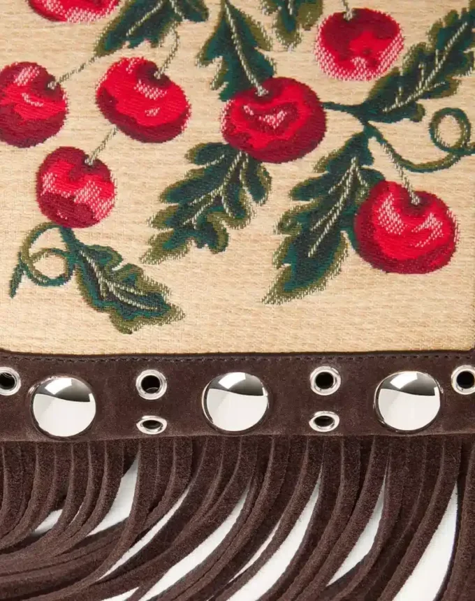 Mała torebka na ramię Valentino Garavani Nellcôte z żakardowej rafii z wzorem Cherryfic Mała torebka na ramię Valentino Garavani Nellcôte z żakardowej rafii z wzorem Cherryfic