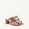 Metaliczne sandały z cielęcej skóry Rockstud 60 mm