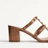 Metaliczne sandały z cielęcej skóry Rockstud 60 mm
