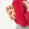 Mini torebka na ramię Vlogo Signature z raffii żakardowej z wzorem Cherryfic
