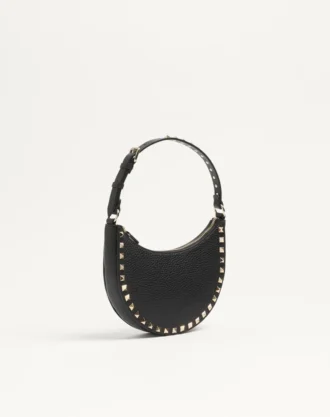 Mini torebka Rockstud Hobo z ziarnistej skóry cielęcej