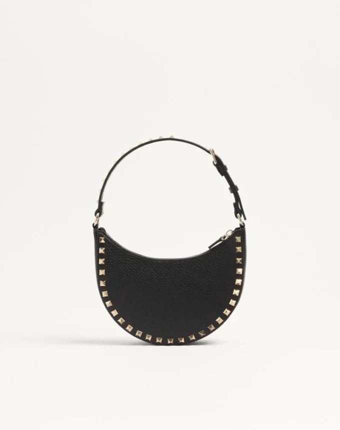 Mini torebka Rockstud Hobo z ziarnistej skóry cielęcej Mini torebka Rockstud Hobo z ziarnistej skóry cielęcej