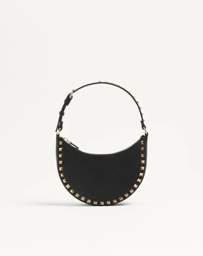 Mini torebka Rockstud Hobo z ziarnistej skóry cielęcej Mini torebka Rockstud Hobo z ziarnistej skóry cielęcej