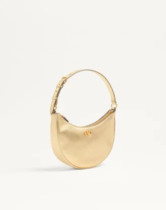 Mini torebka typu hobo z laminowanej ziarnistej skóry cielęcej z logo Vlogo Mini torebka typu hobo z laminowanej ziarnistej skóry cielęcej z logo Vlogo