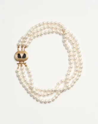Naszyjnik owalny z metalu, emalii, pereł i kryształów Swarovski®