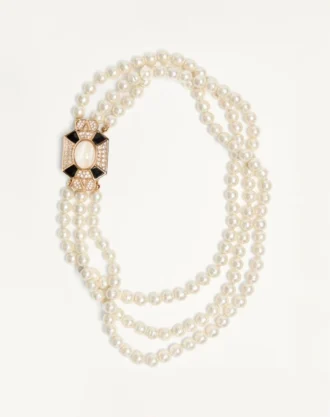 Naszyjnik Pas Plus z metalu, emalii, żywicy, pereł i kryształów Swarovski®