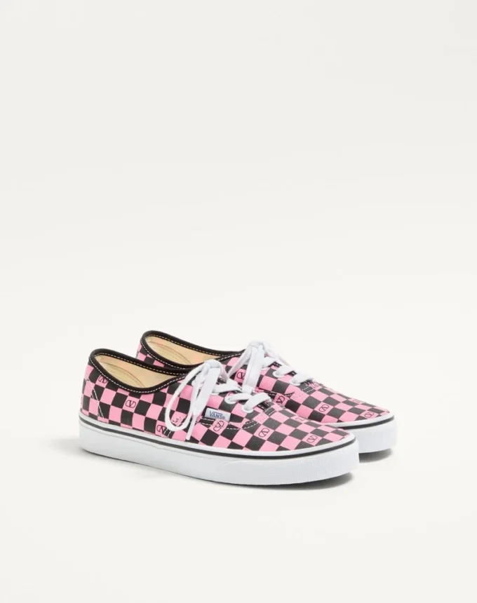 Niskie trampki Valentino Garavani i Vans z tkaniny z nadrukiem VLogo w szachownicę