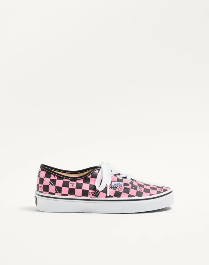 Niskie trampki Valentino Garavani i Vans z tkaniny z nadrukiem VLogo w szachownicę