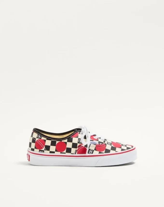 Niskie trampki Valentino Garavani i Vans z tkaniny z nadrukiem VLogo w szachownicę i detalami w kropki