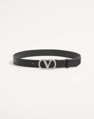 Pasek VLogo Signature z błyszczącej skóry cielęcej z kryształami 30 mm Pasek VLogo Signature z błyszczącej skóry cielęcej z kryształami 30 mm