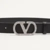 Pasek VLogo Signature z błyszczącej skóry cielęcej z kryształami 30 mm Pasek VLogo Signature z błyszczącej skóry cielęcej z kryształami 30 mm