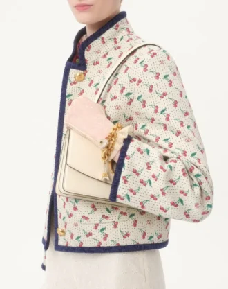 Pikowana kurtka typu caban z nadrukiem Cherryfic Jacquard