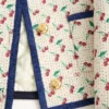 Pikowana kurtka typu caban z nadrukiem Cherryfic Jacquard Pikowana kurtka typu caban z nadrukiem Cherryfic Jacquard