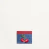 Portfel na karty z denimu z charakterystycznym logo i haftem Cherryfic Portfel na karty z denimu z charakterystycznym logo i haftem Cherryfic
