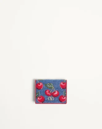 Portfel Vlogo Signature z denimu z haftem Cherryfic