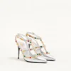 Rockstud Décolleté z laminowanej skóry nappa z kaboszonem i kryształami 100 mm Rockstud Décolleté z laminowanej skóry nappa z kaboszonem i kryształami 100 mm