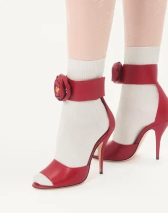 Sandały Drip Rose z koźlej skóry z kryształami 105 mm