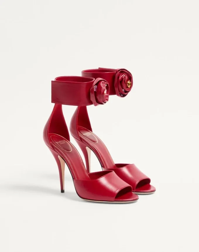 Sandały Drip Rose z koźlej skóry z kryształami 105 mm