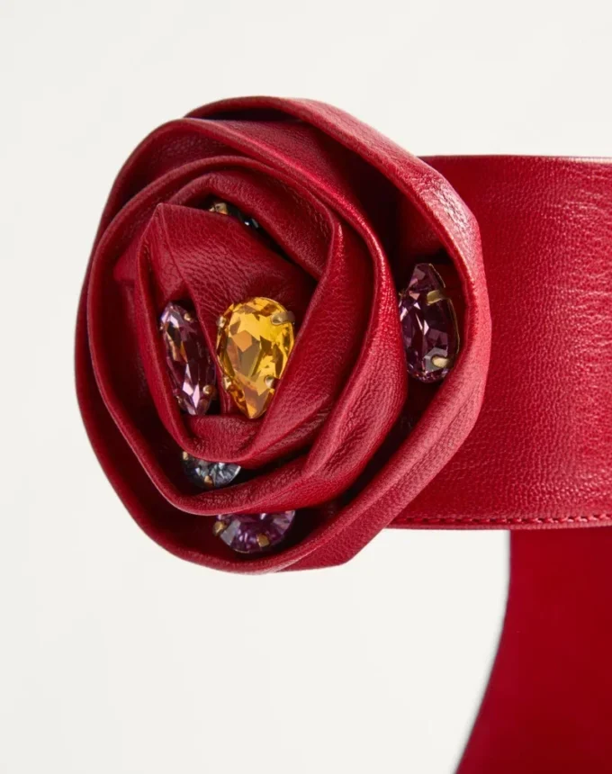 Sandały Drip Rose z koźlej skóry z kryształami 105 mm