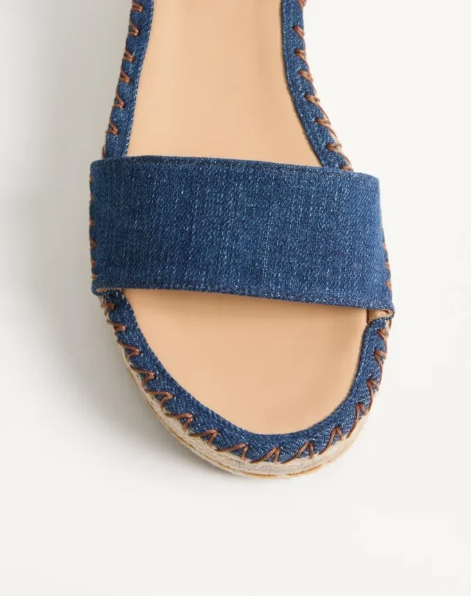 Sandały Rockstud Double Flatform z denimu 55 mm