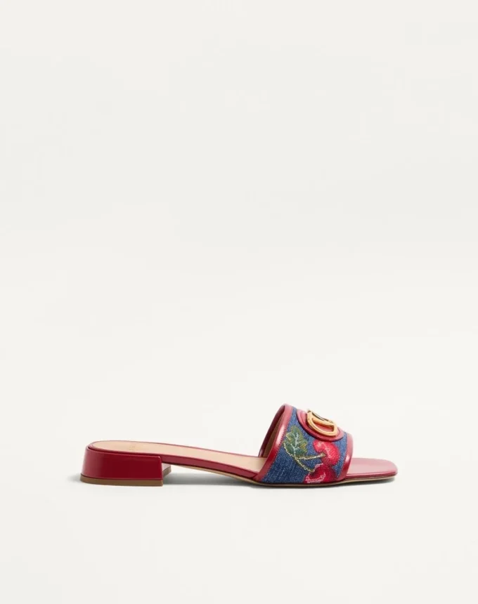 Sandały Vlogo Signature Denim Slide z haftem Cherryfic 20 mm