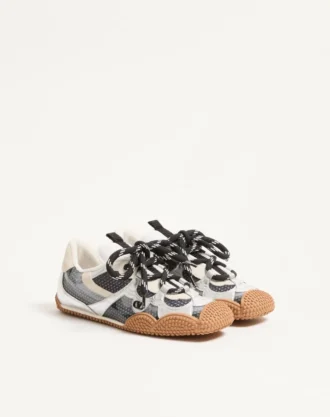 Sneakersy Amphibia z gumowanej skóry cielęcej i laminowanej nappa Sneakersy Amphibia z gumowanej skóry cielęcej i laminowanej nappa