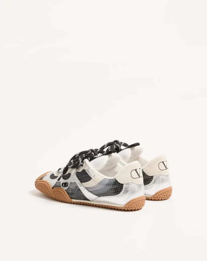 Sneakersy Amphibia z gumowanej skóry cielęcej i laminowanej nappa