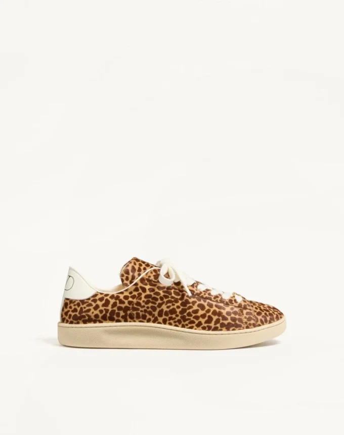 Sneakersy Royco z włosia cielęcego z nadrukiem Fauve Eclat i skóry nappa cielęcej Sneakersy Royco z włosia cielęcego z nadrukiem Fauve Eclat i skóry nappa cielęcej