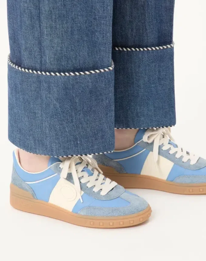 Sneakersy Upvillage z skóry dwoinowej z paskiem ze skóry cielęcej nappa Sneakersy Upvillage z skóry dwoinowej z paskiem ze skóry cielęcej nappa