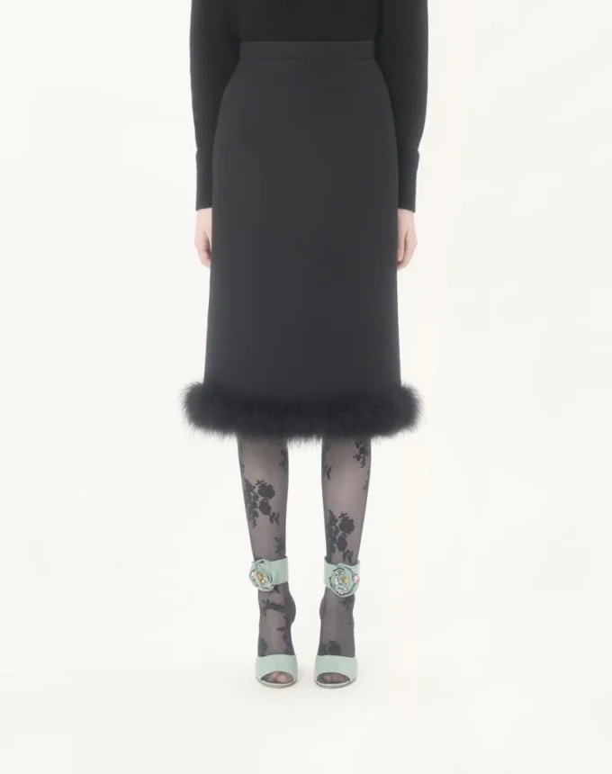 Spódnica Crepe Couture z piórami Spódnica Crepe Couture z piórami