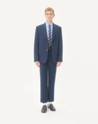 Spodnie z wełnianej gabardyny z podwiniętymi nogawkami
