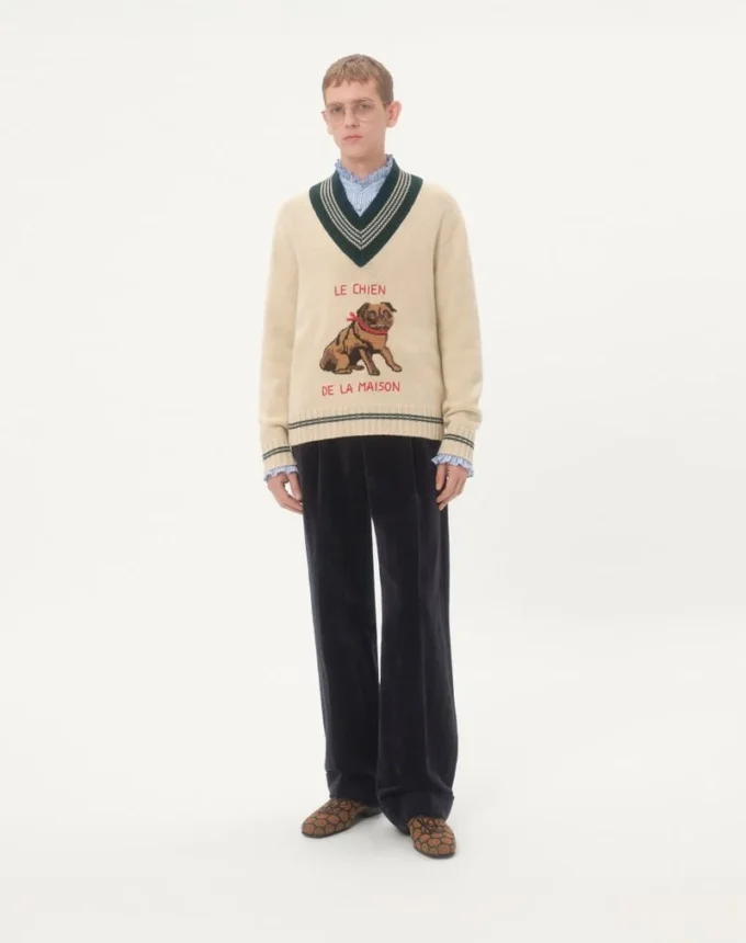 Sweter wełniany z żakardowym wzorem Le Chien De La Maison Sweter wełniany z żakardowym wzorem Le Chien De La Maison