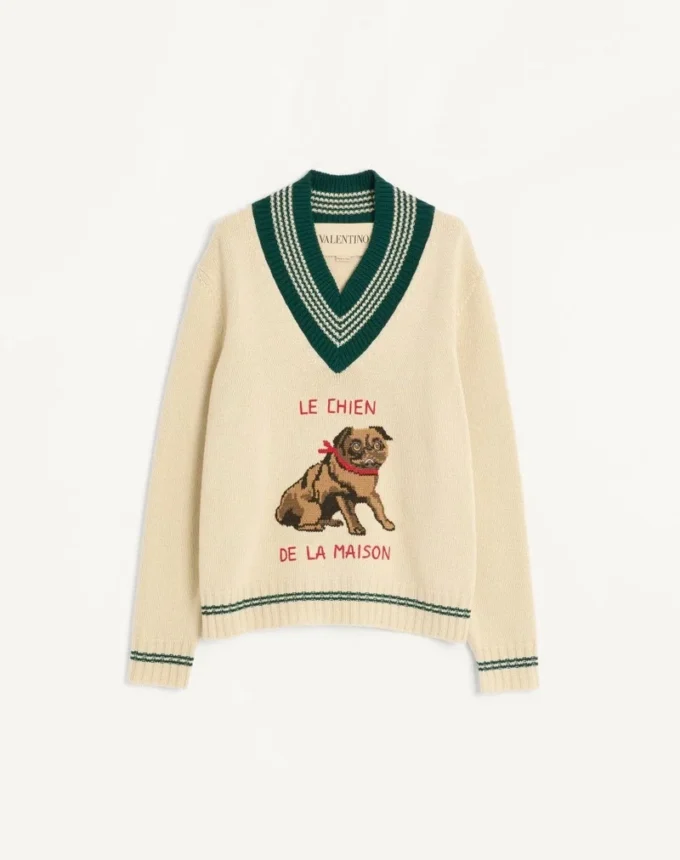 Sweter wełniany z żakardowym wzorem Le Chien De La Maison Sweter wełniany z żakardowym wzorem Le Chien De La Maison