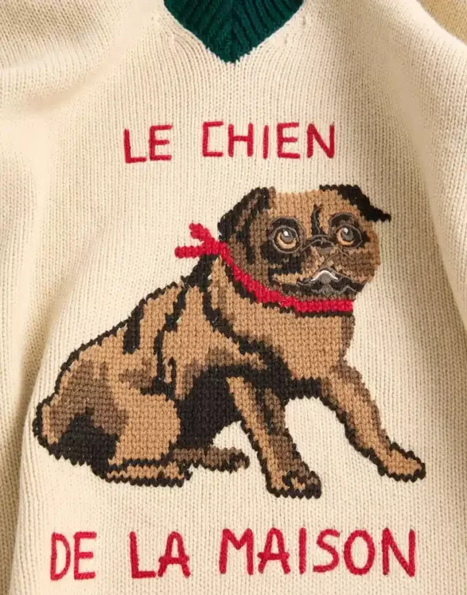 Sweter wełniany z żakardowym wzorem Le Chien De La Maison Sweter wełniany z żakardowym wzorem Le Chien De La Maison