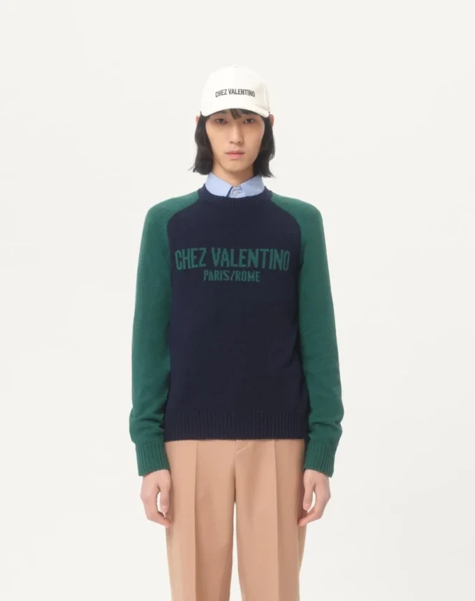 Sweter z wełny i bawełny z wzorem żakardowym Chez Valentino