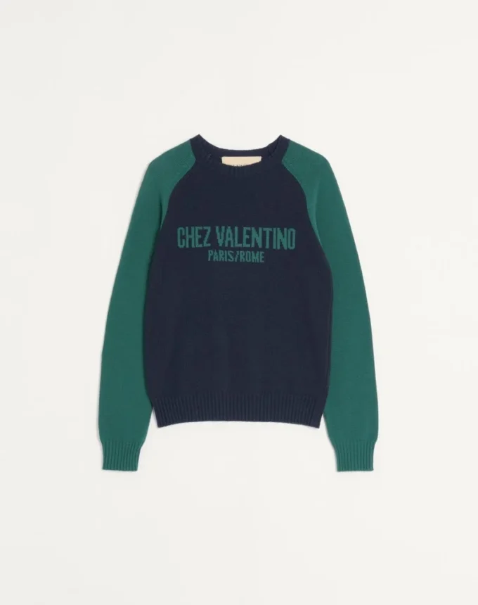 Sweter z wełny i bawełny z wzorem żakardowym Chez Valentino