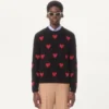Sweter z wełny moherowej i lureksu z wzorem żakardowym w serca Sweter z wełny moherowej i lureksu z wzorem żakardowym w serca