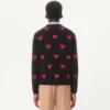 Sweter z wełny moherowej i lureksu z wzorem żakardowym w serca Sweter z wełny moherowej i lureksu z wzorem żakardowym w serca