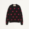 Sweter z wełny moherowej i lureksu z wzorem żakardowym w serca Sweter z wełny moherowej i lureksu z wzorem żakardowym w serca