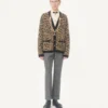 Wełniany kardigan Valentino z żakardowym wzorem Fauve Eclat Animal Print Wełniany kardigan Valentino z żakardowym wzorem Fauve Eclat Animal Print